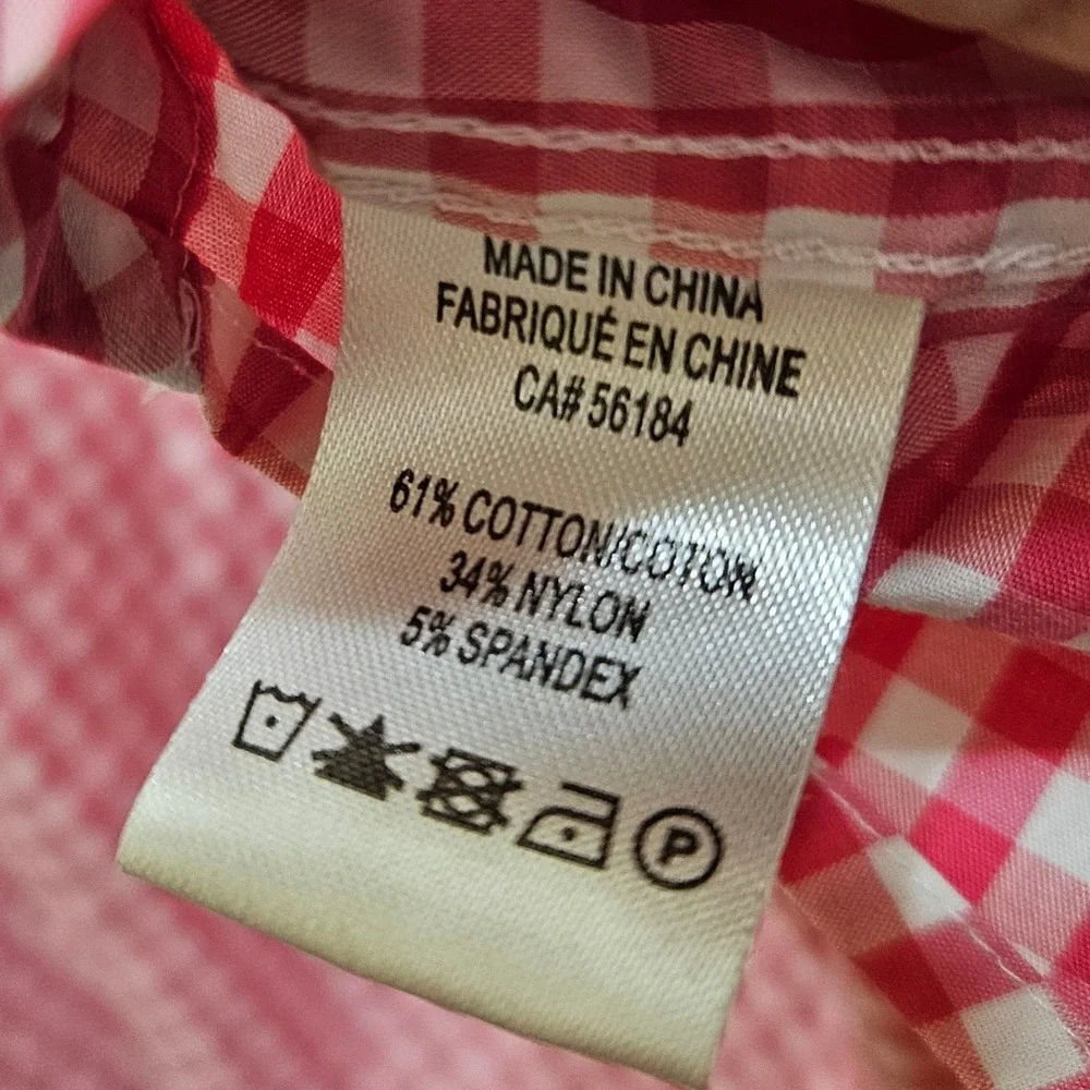 B. Draddy Kinloch Mens XL Pink/Rd Gingham Checkered Button Up Long‎ Sleeve Shirt
